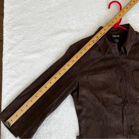 NWT H&M Impuls Women Faux Suede Shirt Dress Brown Button Front Size L - Picture 8 of 12